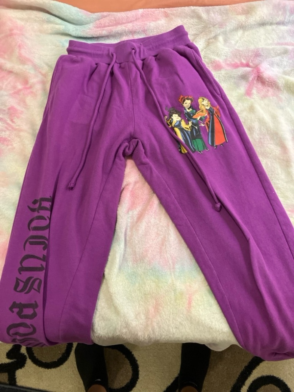 Disney Purple Girls' Jumpsuit Sweatpants with Princess Print